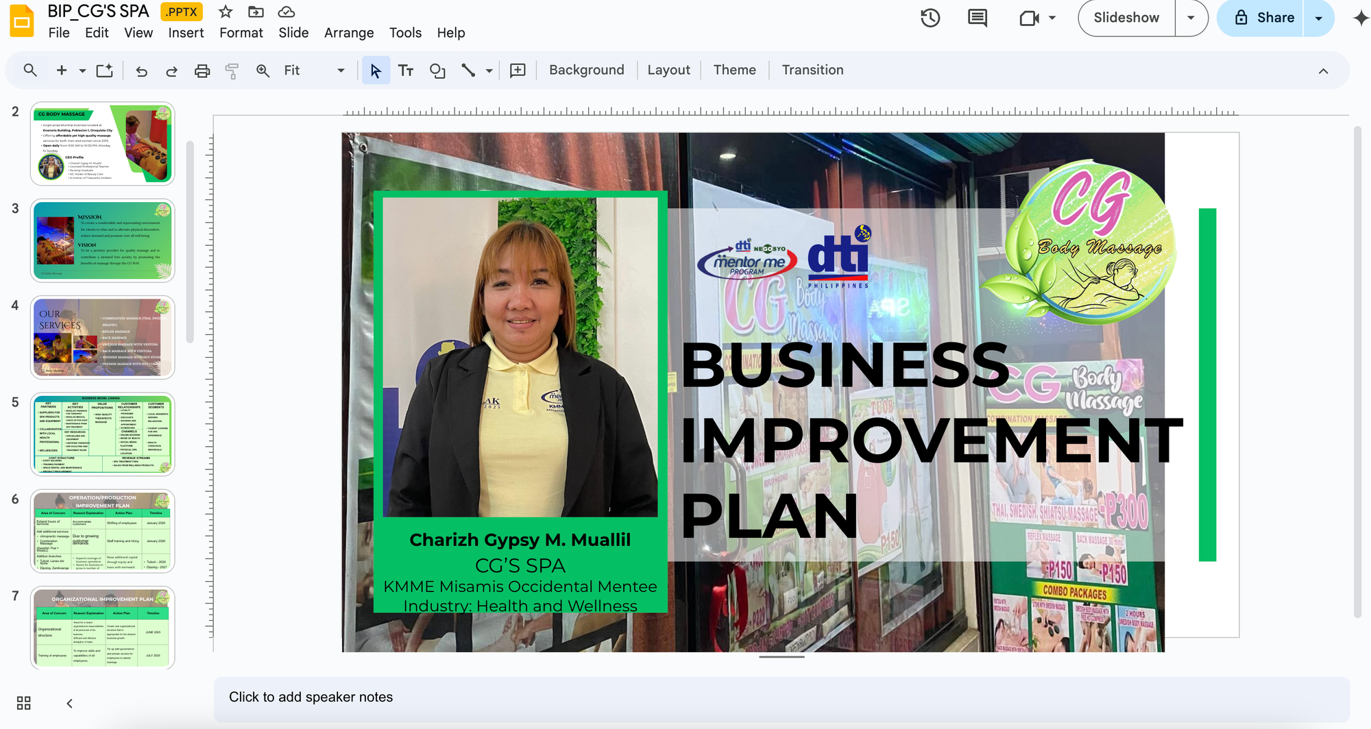 Coaching feedback for small business presentations